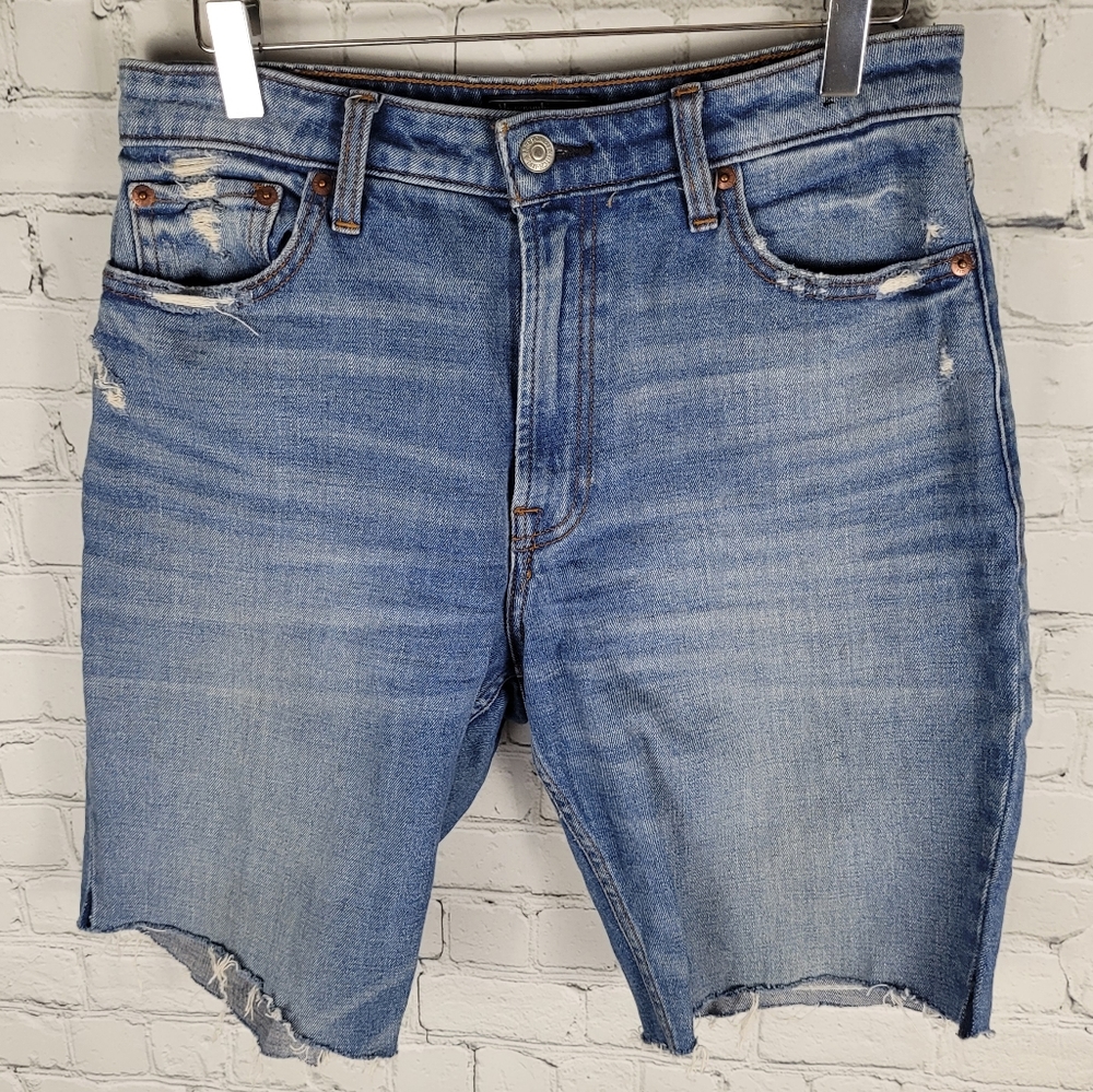 ABERCROMBIE & FITCH | Simone high rise slim distressed denim cutoff shorts